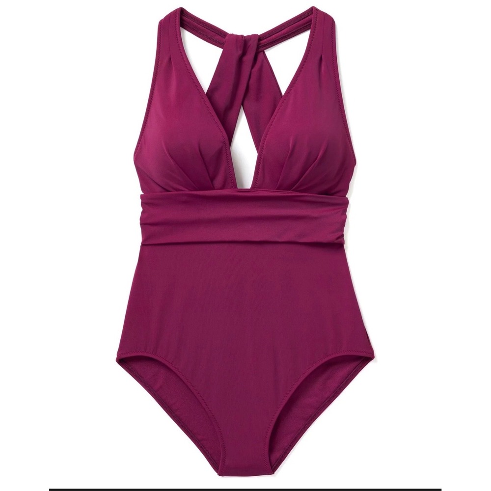 Adore Me Womens 3X Magenta Purple Ruched Wrap One Piece Swimsuit